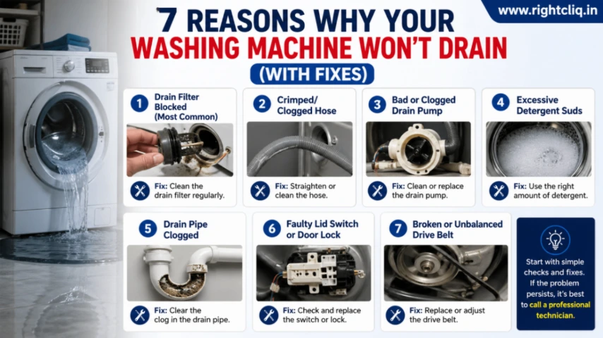 Washing machine not draining? 7 reasons and quick fixes